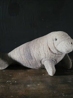 Vtg Sandstone Creations Manatee Figurine Florida Souvenir Sea Cow Coastal Decor